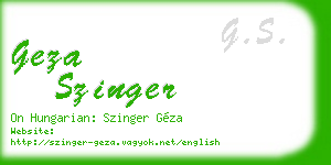 geza szinger business card